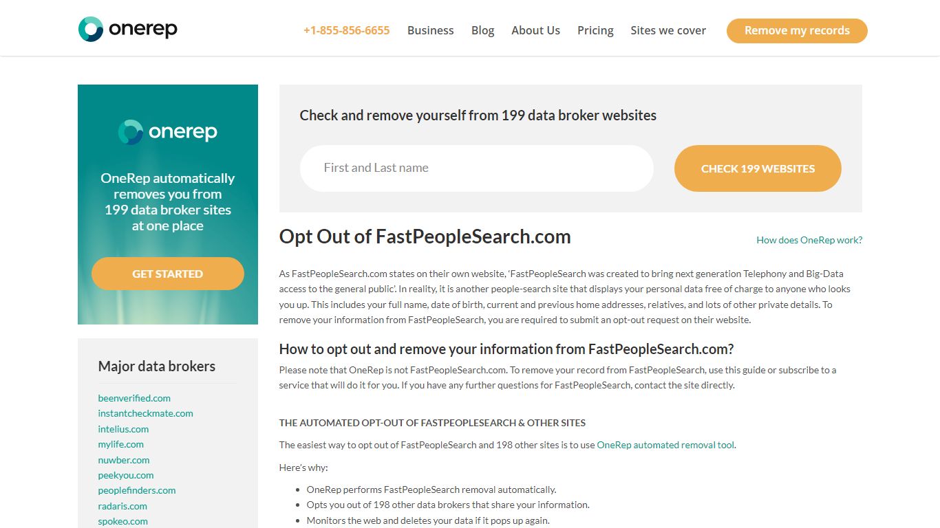 FastPeopleSearch.com Removal: Opt Out & Delete Your Info [2023] - OneRep